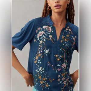 Anthropologie Tiny Eliana Embroidered Top XL